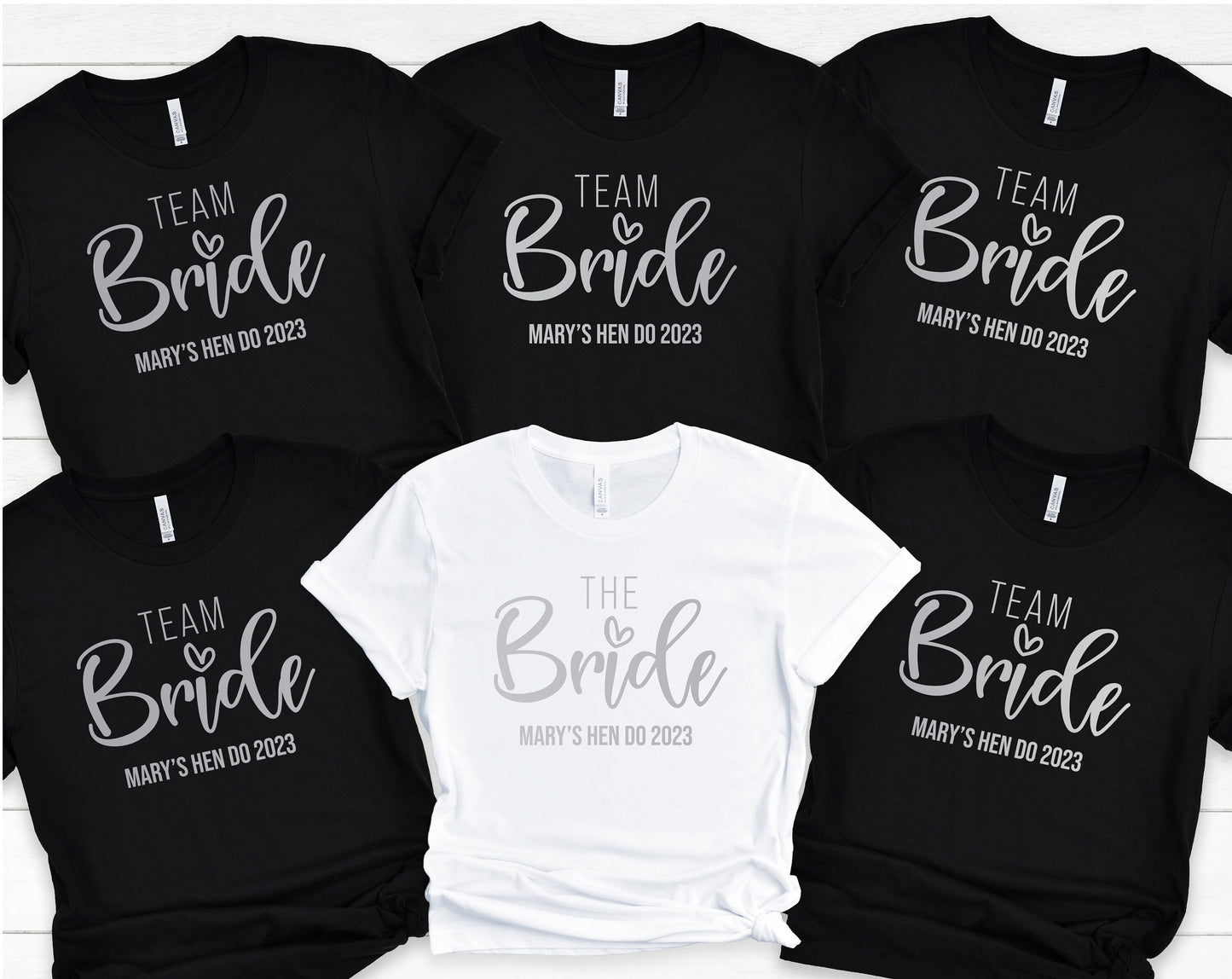 Personalised SILVER print Hen Party T Shirts, Team Bride Hen Do T Shirt, Hen Party Shirts, Bachelorette Party Shirts,