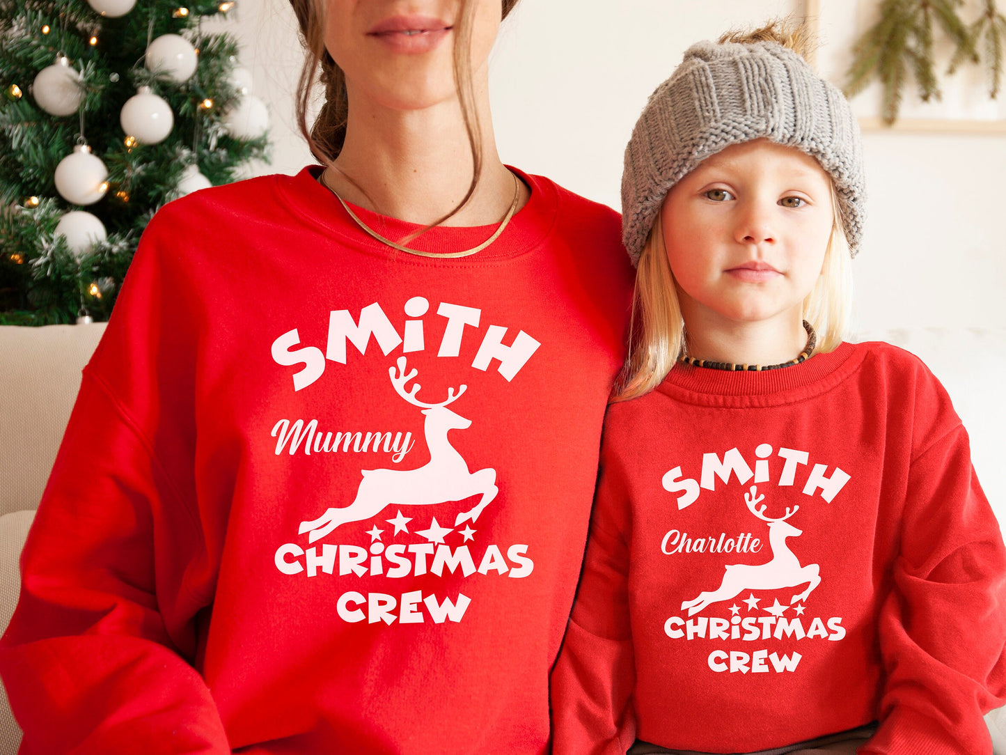 Personalised Family Christmas Crew Sweatshirt | Matching Family Christmas Jumpers | Sweaters for Christmas Morning