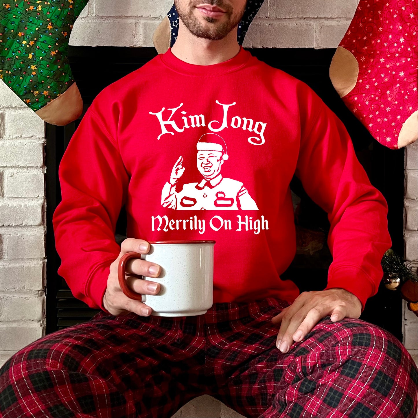 Kim Jong Merrily on High JH030 Funny Christmas Jumper Sweater | Kim Jong Un North Korea