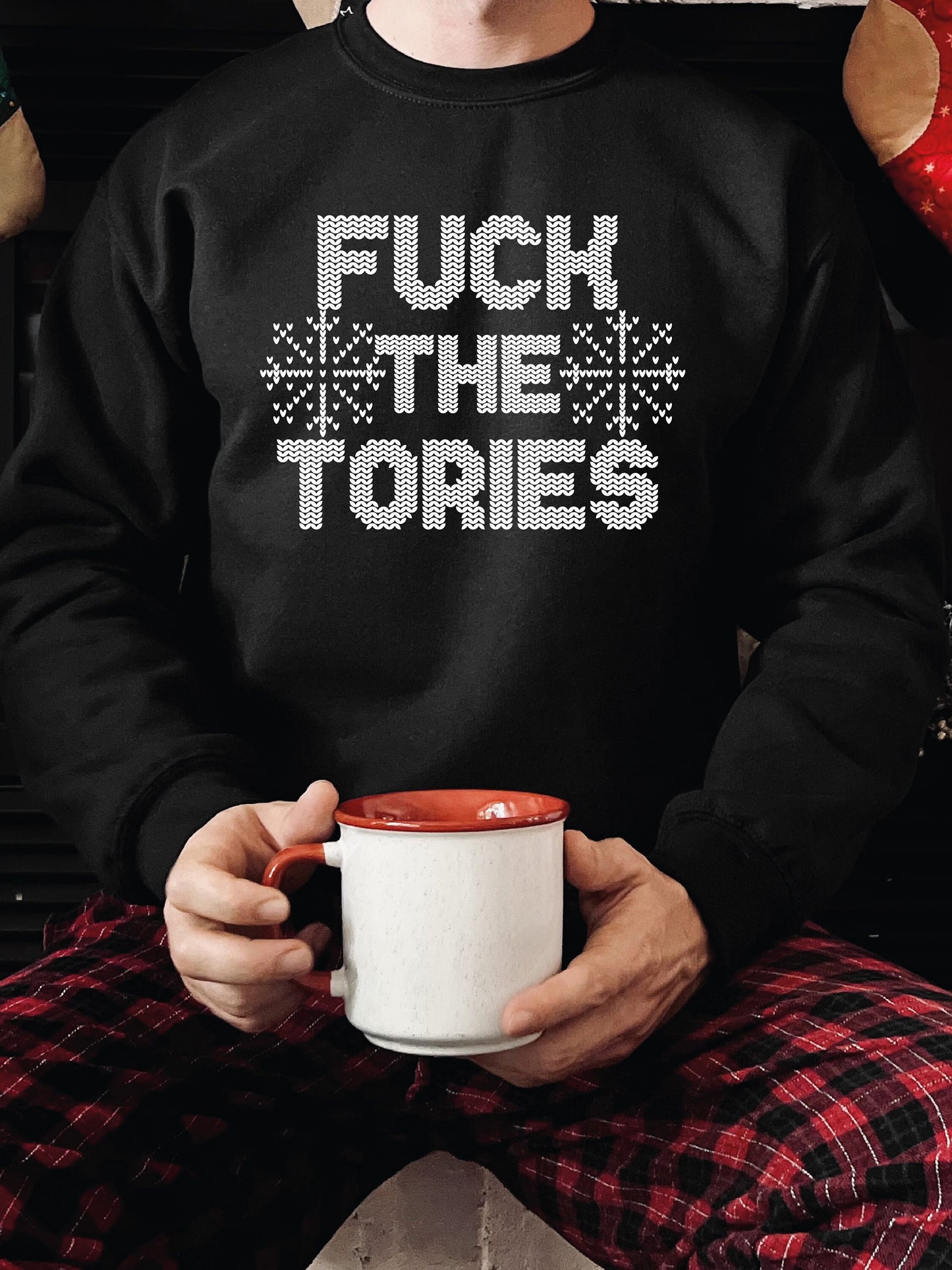 Christmas Jumper F*ck The Tories Sweatshirt, Christmas Knitted look font, funny Christmas sweater, Christmas gift