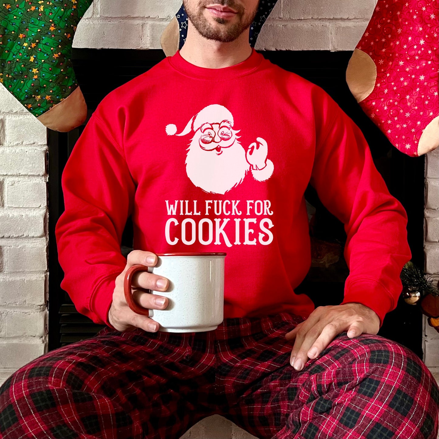 Will F**k For Cookies JH030 Rude Funny Naughty Christmas Sweatshirt Jumper Sweater | Joke Christmas Jumper | Bad Santa