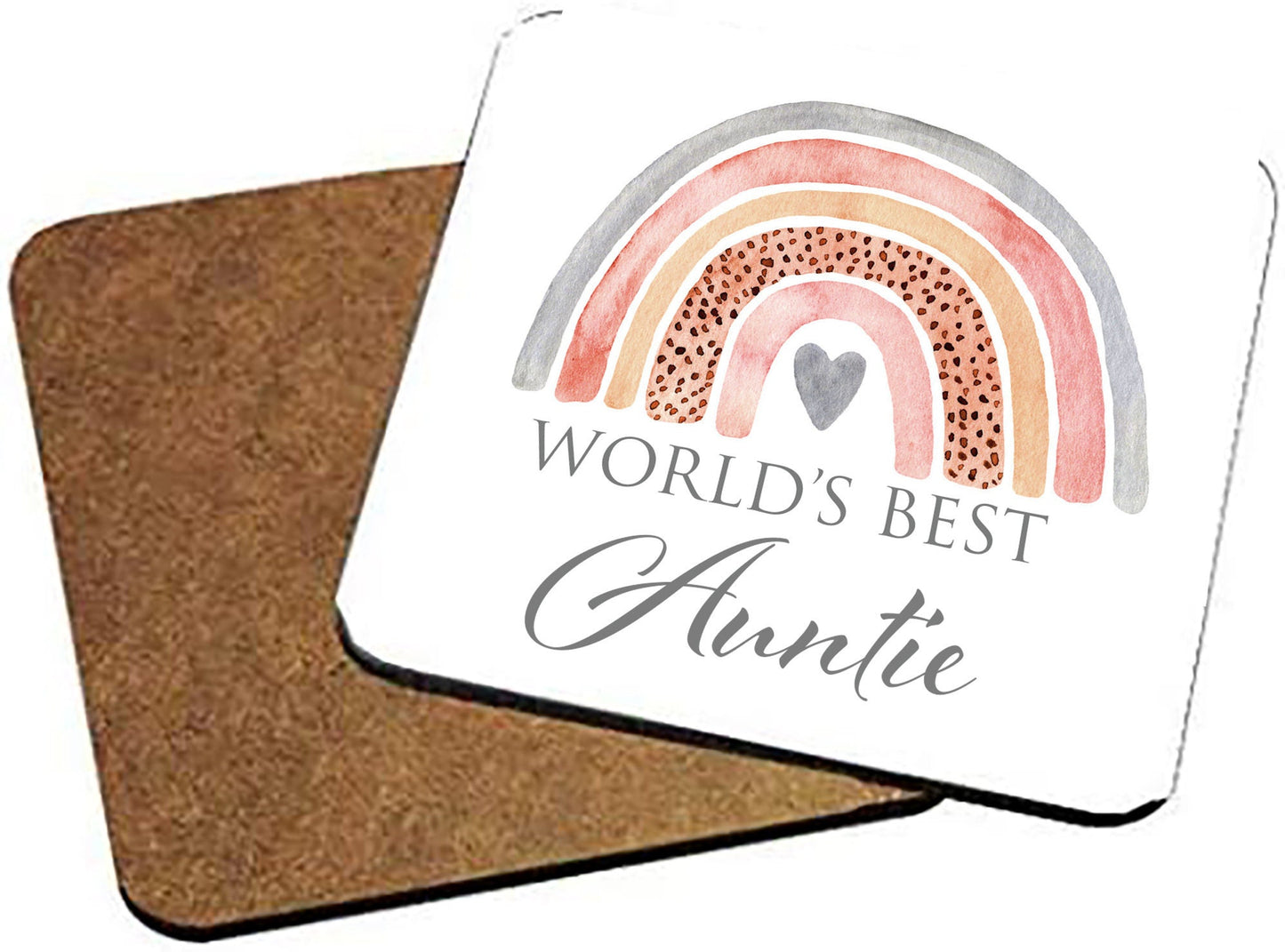 Cute Watercolour Rainbow World's Best Auntie MUG and COASTER Gift Set | Personalised Mother's Day Gift Mug | Cup | Aunt | Aunty