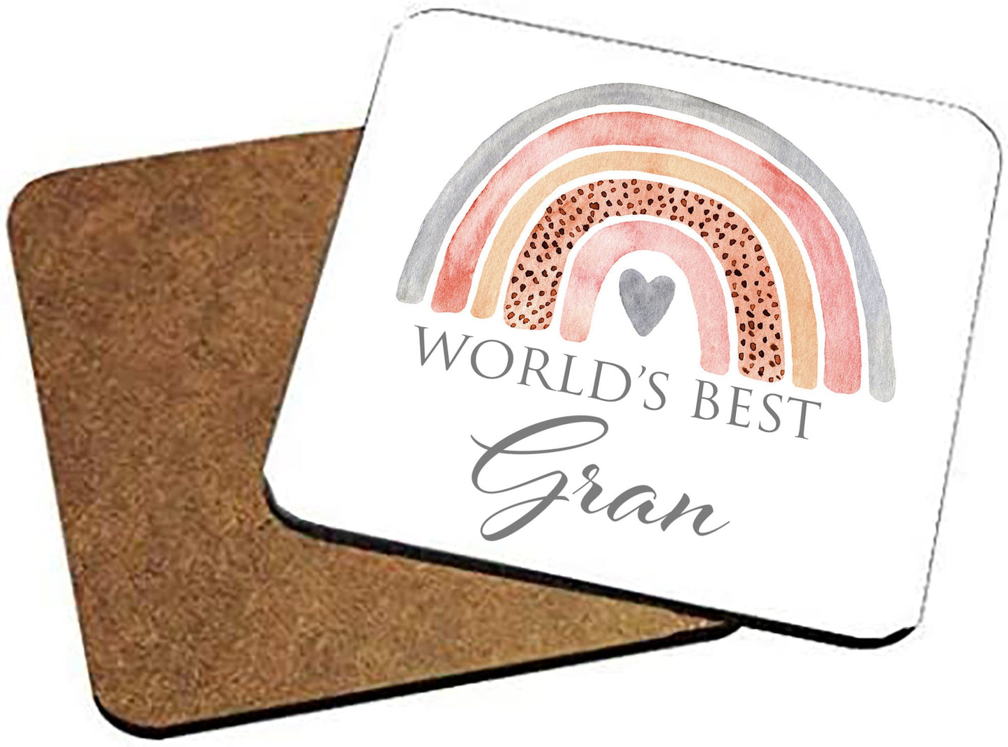 Cute Watercolour Rainbow World's Best Gran MUG and COASTER Gift Set | Personalised Mother's Day Gift Mug | Cup | Granny | Grandmother