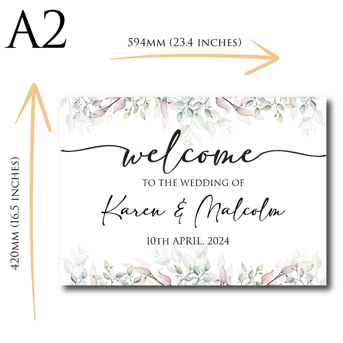 Personalised Wedding Welcome Sign TLPCW001 Physical or Digital, A1 or A2 Welcome Board for Wedding Easel, Welcome Poster for Wedding,
