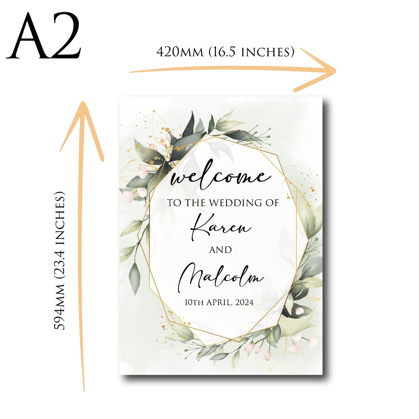 Personalised Wedding Welcome Sign TLPCW002 Physical or Digital, A1 or A2 Portrait Welcome Board for Wedding Easel, Welcome for Wedding,
