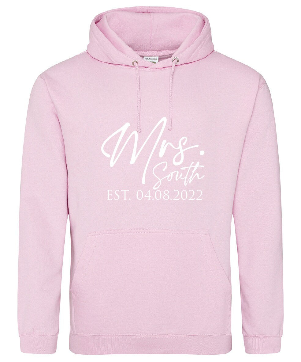 Mr & Mrs Personalised Hoodies | Husband and Wife Couples Honeymoon Hooded Sweater | Mr Mrs Matching Wedding Jumpers