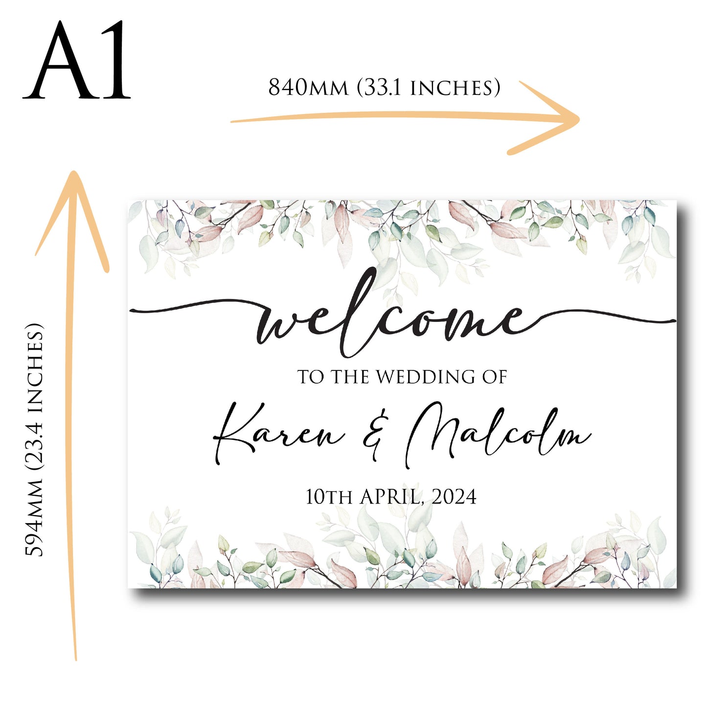 Personalised Wedding Welcome Sign TLPCW001 Physical or Digital, A1 or A2 Welcome Board for Wedding Easel, Welcome Poster for Wedding,