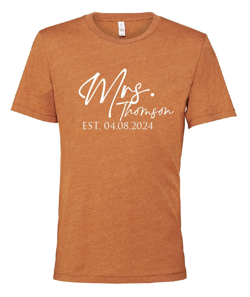 Personalised Mr Mrs Any Name T-Shirt CV01H | Husband and Wife Couples Honeymoon Tshirt | Finally Matching Wedding Tee