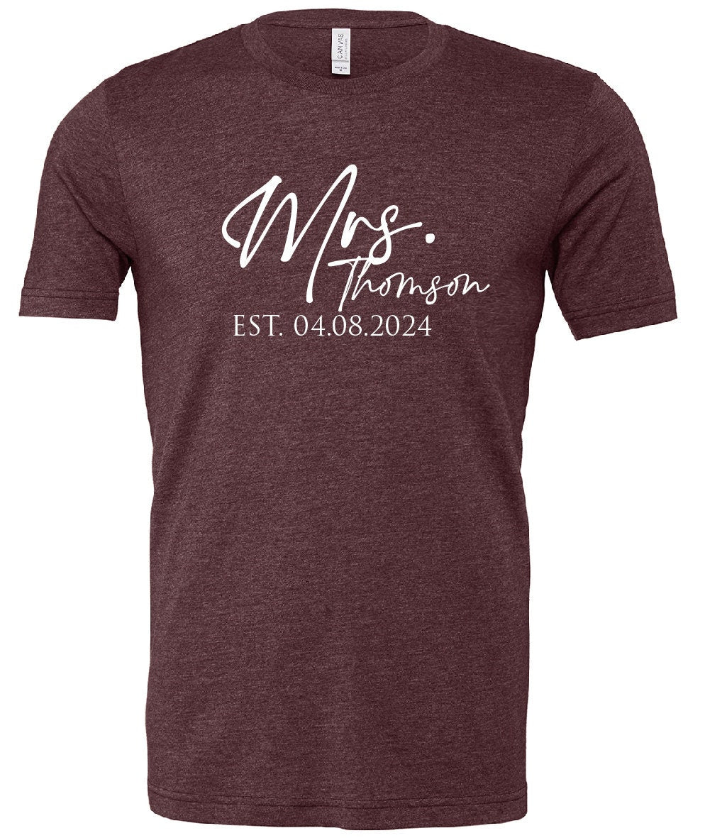 Personalised Mr Mrs Any Name T-Shirt CV01H | Husband and Wife Couples Honeymoon Tshirt | Finally Matching Wedding Tee