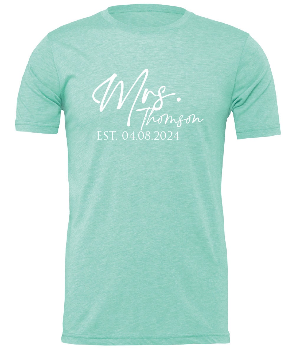 Personalised Mr Mrs Any Name T-Shirt CV01H | Husband and Wife Couples Honeymoon Tshirt | Finally Matching Wedding Tee