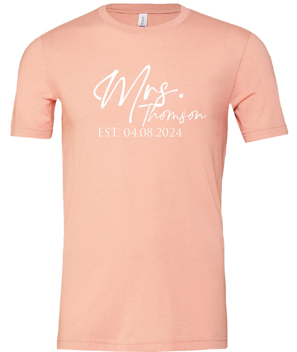 Personalised Mr Mrs Any Name T-Shirt CV01H | Husband and Wife Couples Honeymoon Tshirt | Finally Matching Wedding Tee