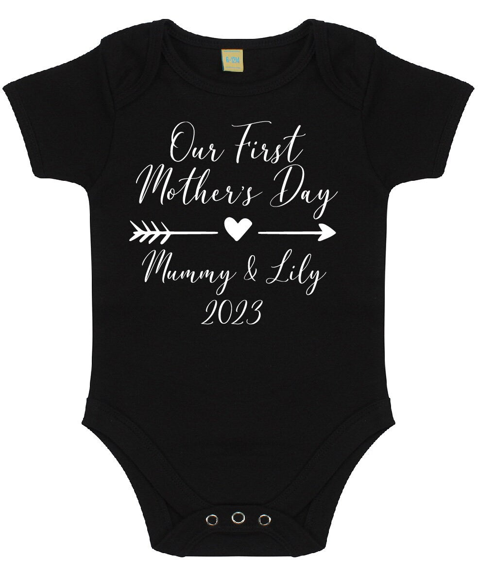 Our First Mother's Day (Any Name) Personalised Baby Short Sleeved Bodysuit | Personalised Baby Grow | Baby Shower Gift | Gift for newborn