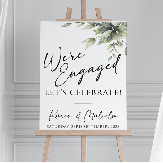 Personalised Engagement Welcome Sign TLPCEW001 Physical or Digital, Floral Engagement Board, Welcome Board for Engagement Party