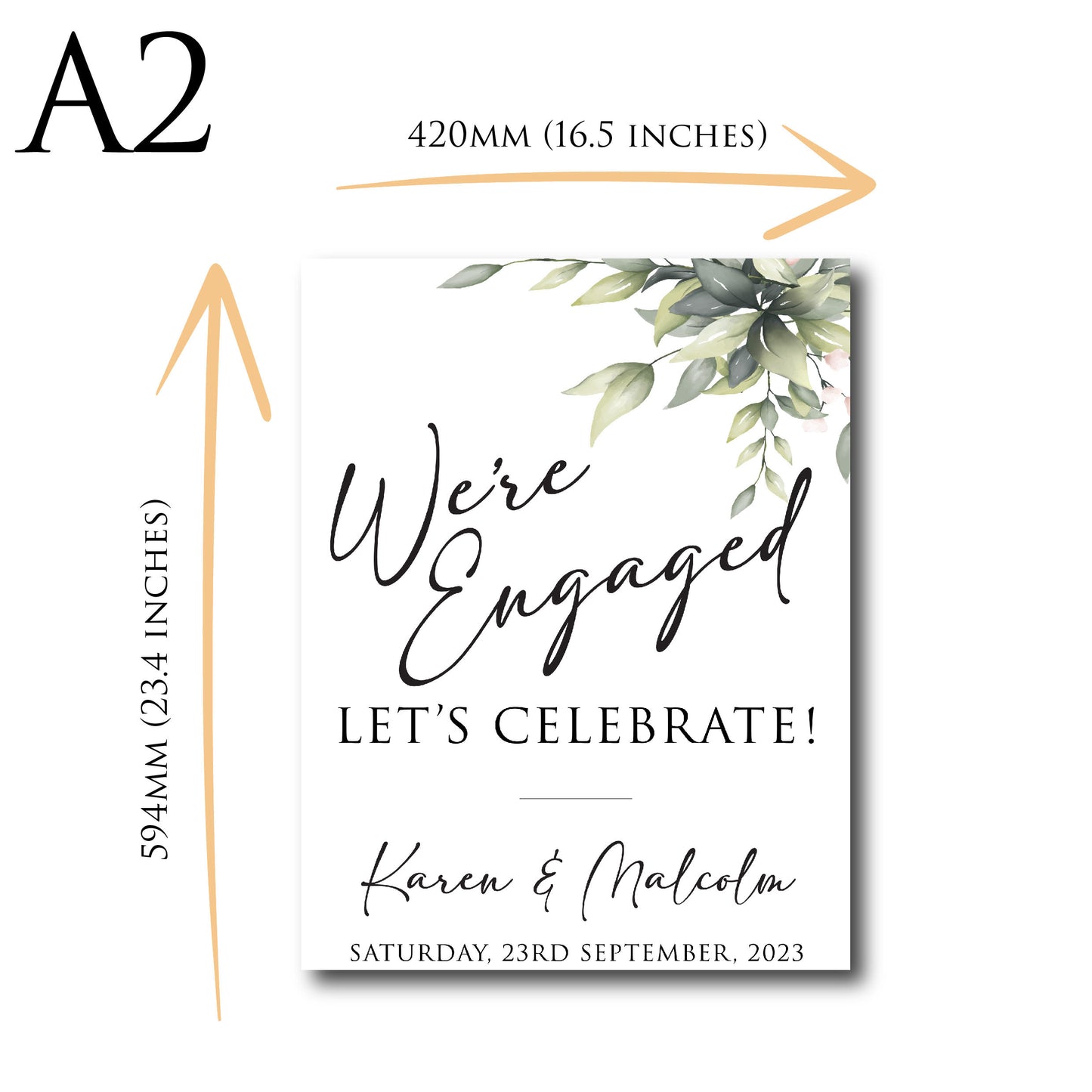 Personalised Engagement Welcome Sign TLPCEW001 Physical or Digital, Floral Engagement Board, Welcome Board for Engagement Party