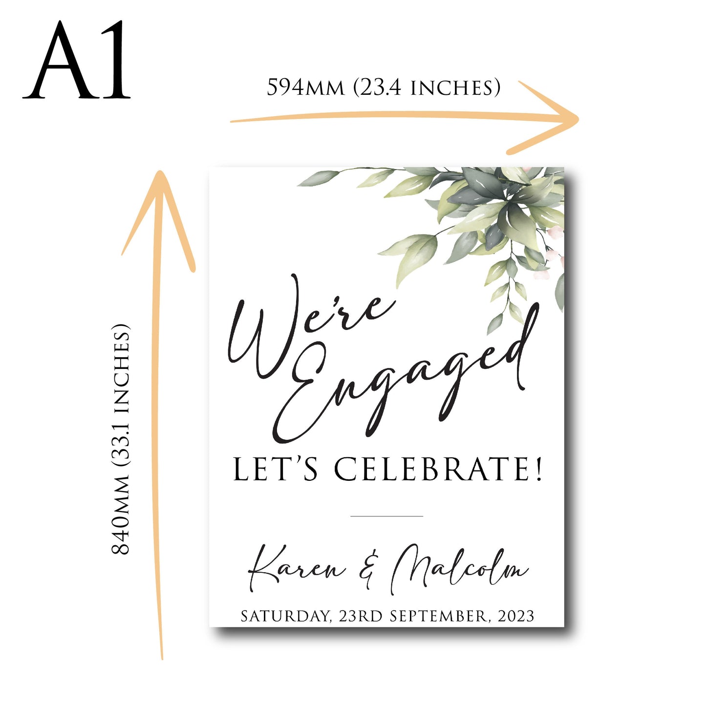 Personalised Engagement Welcome Sign TLPCEW001 Physical or Digital, Floral Engagement Board, Welcome Board for Engagement Party