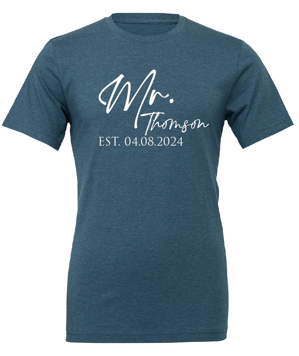 Personalised Mr Mrs Any Name T-Shirt CV01H | Husband and Wife Couples Honeymoon Tshirt | Finally Matching Wedding Tee