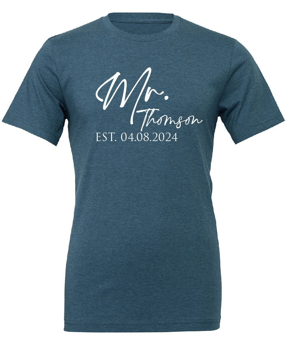 Personalised Mr Mrs Any Name T-Shirt CV01H | Husband and Wife Couples Honeymoon Tshirt | Finally Matching Wedding Tee