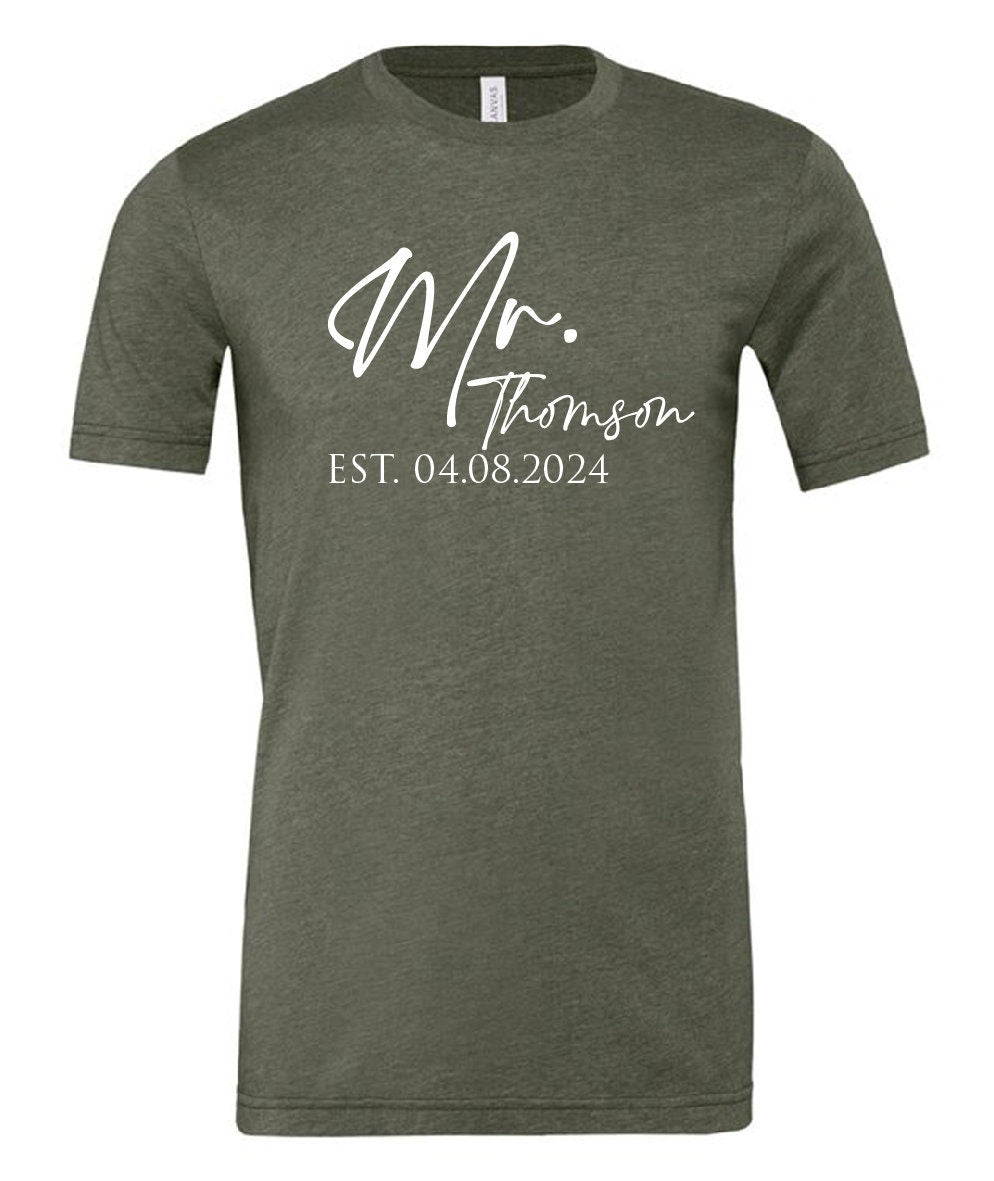 Personalised Mr Mrs Any Name T-Shirt CV01H | Husband and Wife Couples Honeymoon Tshirt | Finally Matching Wedding Tee