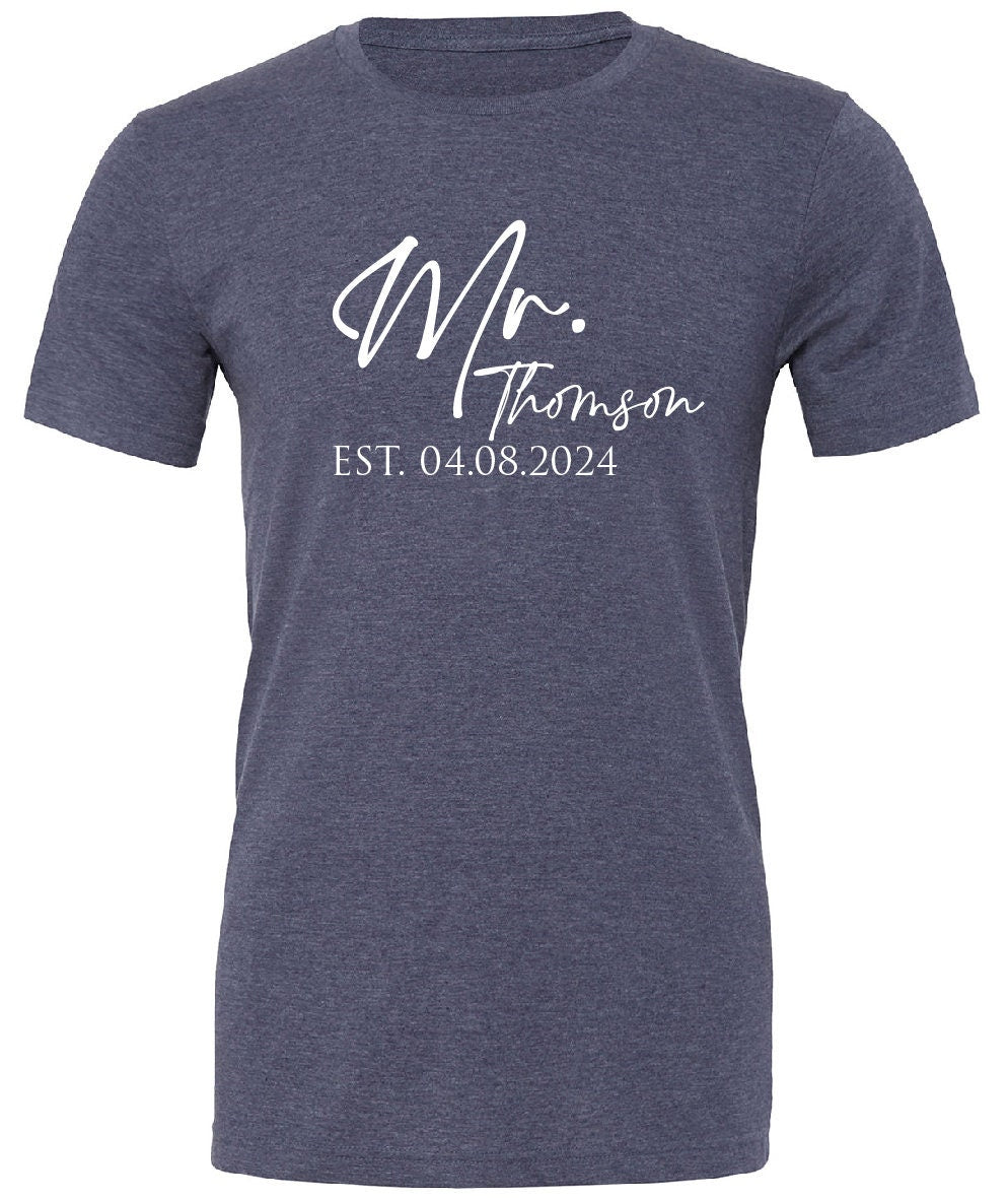 Personalised Mr Mrs Any Name T-Shirt CV01H | Husband and Wife Couples Honeymoon Tshirt | Finally Matching Wedding Tee