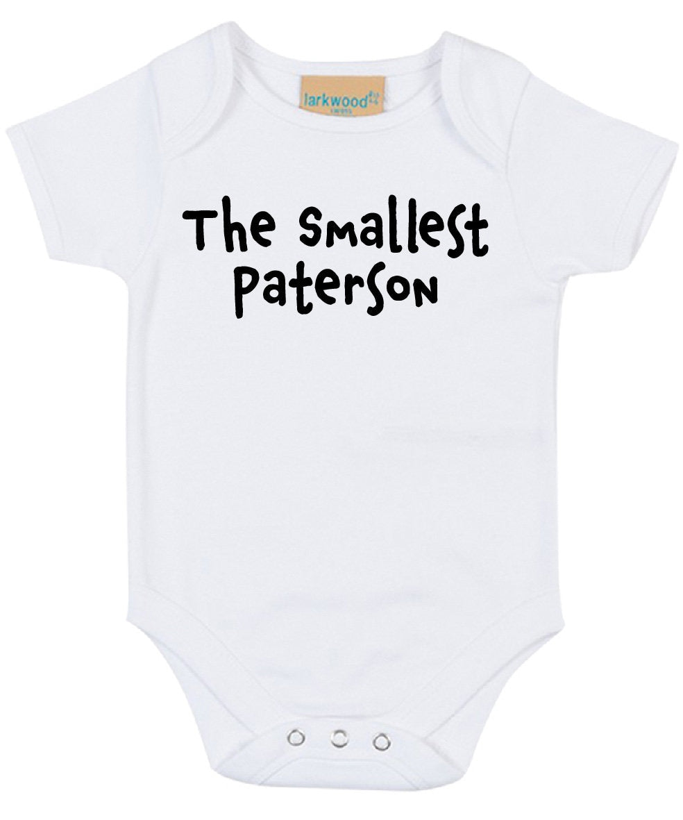 The Smallest (Any Name) Personalised Babies Short Sleeved Bodysuit | Personalised Baby Grow | Baby Shower Gift | Gift for newborn