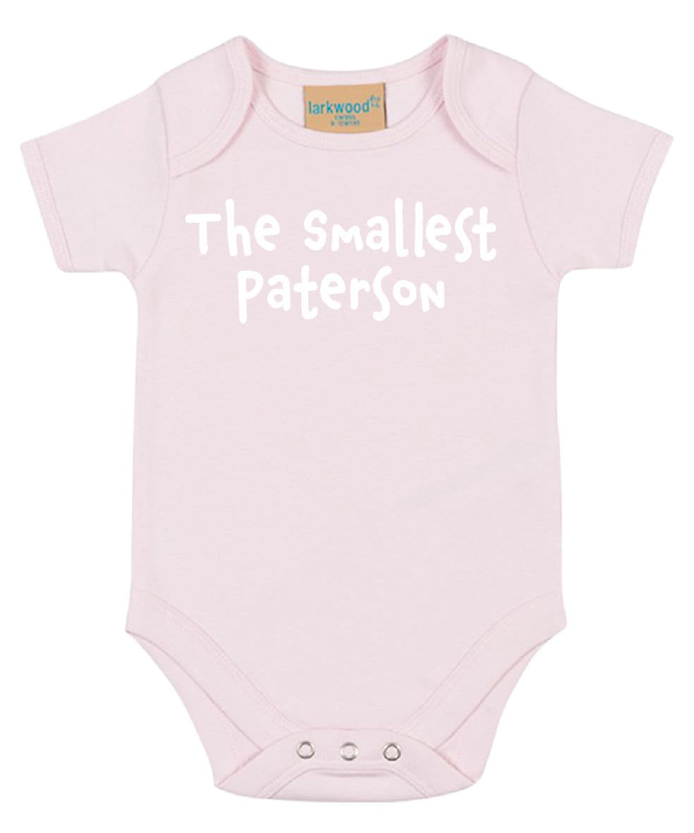 The Smallest (Any Name) Personalised Babies Short Sleeved Bodysuit | Personalised Baby Grow | Baby Shower Gift | Gift for newborn