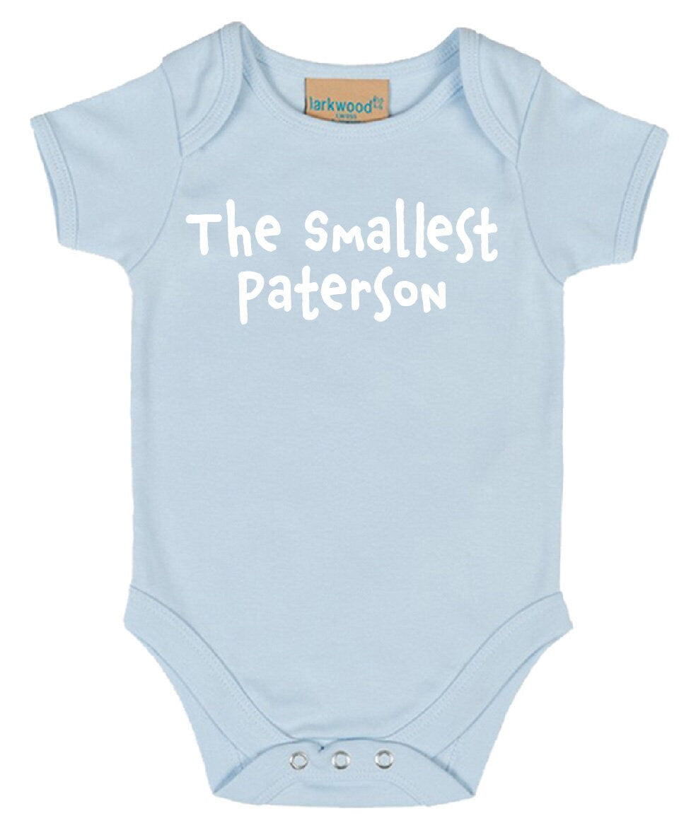 The Smallest (Any Name) Personalised Babies Short Sleeved Bodysuit | Personalised Baby Grow | Baby Shower Gift | Gift for newborn