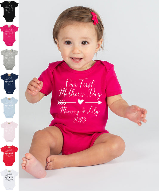Our First Mother's Day (Any Name) Personalised Baby Short Sleeved Bodysuit | Personalised Baby Grow | Baby Shower Gift | Gift for newborn