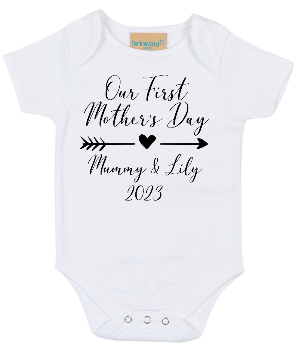Our First Mother's Day (Any Name) Personalised Baby Short Sleeved Bodysuit | Personalised Baby Grow | Baby Shower Gift | Gift for newborn