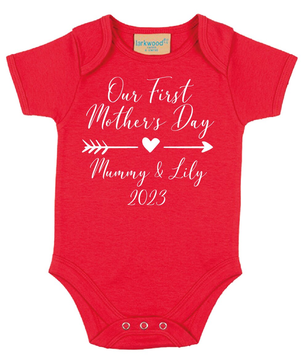 Our First Mother's Day (Any Name) Personalised Baby Short Sleeved Bodysuit | Personalised Baby Grow | Baby Shower Gift | Gift for newborn