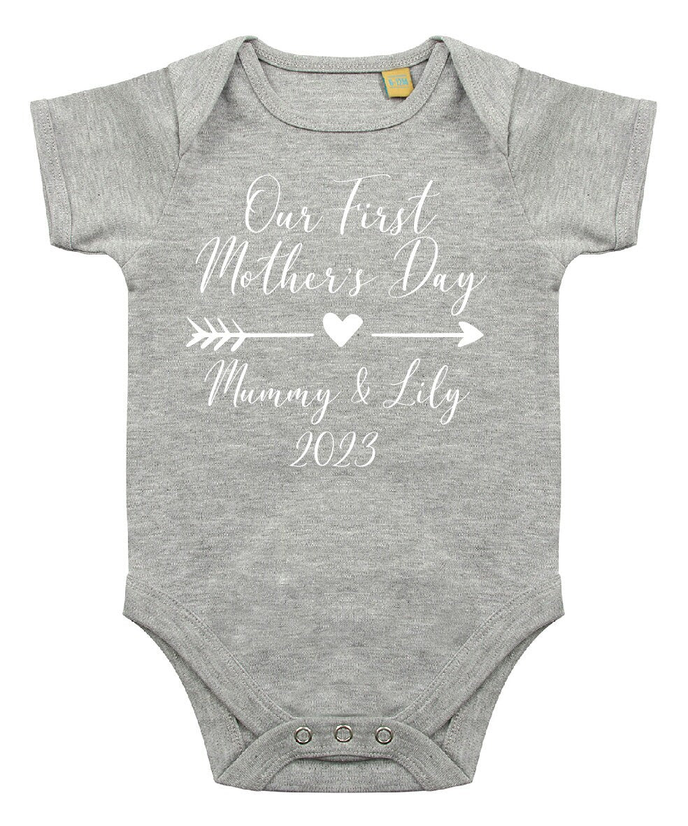 Our First Mother's Day (Any Name) Personalised Baby Short Sleeved Bodysuit | Personalised Baby Grow | Baby Shower Gift | Gift for newborn