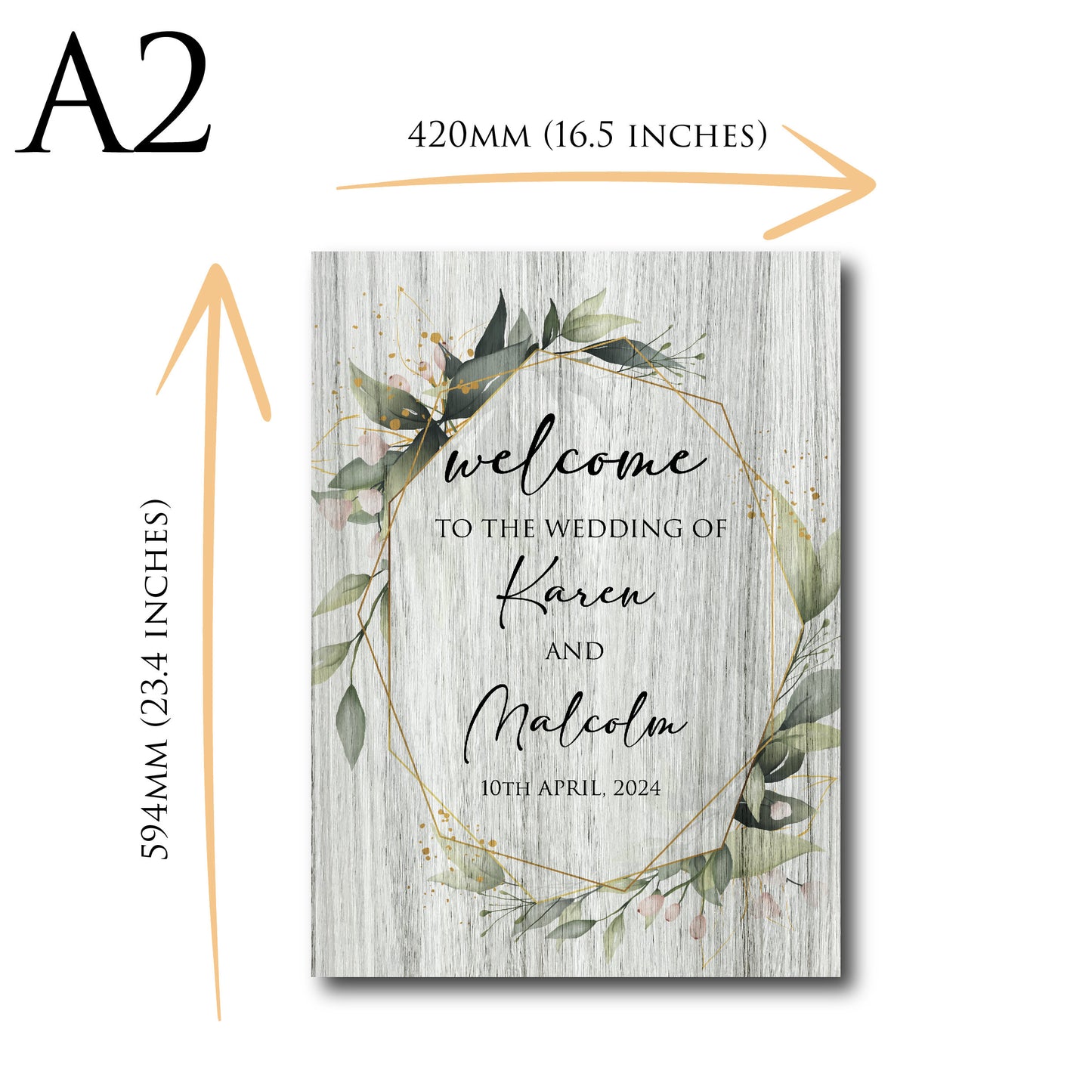 Personalised Wood Effect Wedding Welcome Sign TLPCW008 Physical or Digital, A1 or A2 Welcome Board for Wedding, Welcome Poster for Wedding,