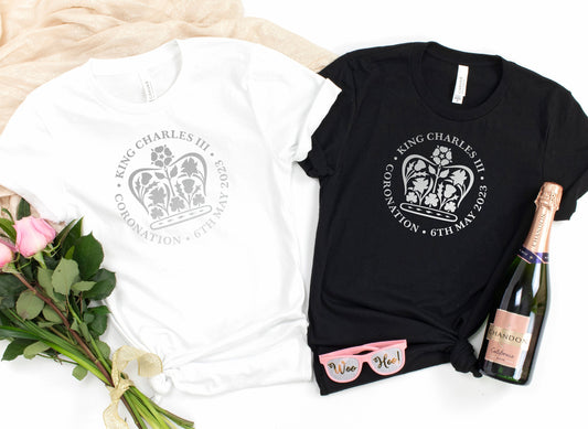 Silver Print King Charles III Coronation T-Shirts | King's Coronation Party Tees | Charles the Third Coronation tshirt