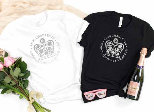 Silver Print King Charles III Coronation T-Shirts | King's Coronation Party Tees | Charles the Third Coronation tshirt
