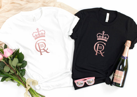 Rose Gold Print King Charles III Coronation T-Shirts B | King's Coronation Party Tees | Charles the Third Coronation tshirt