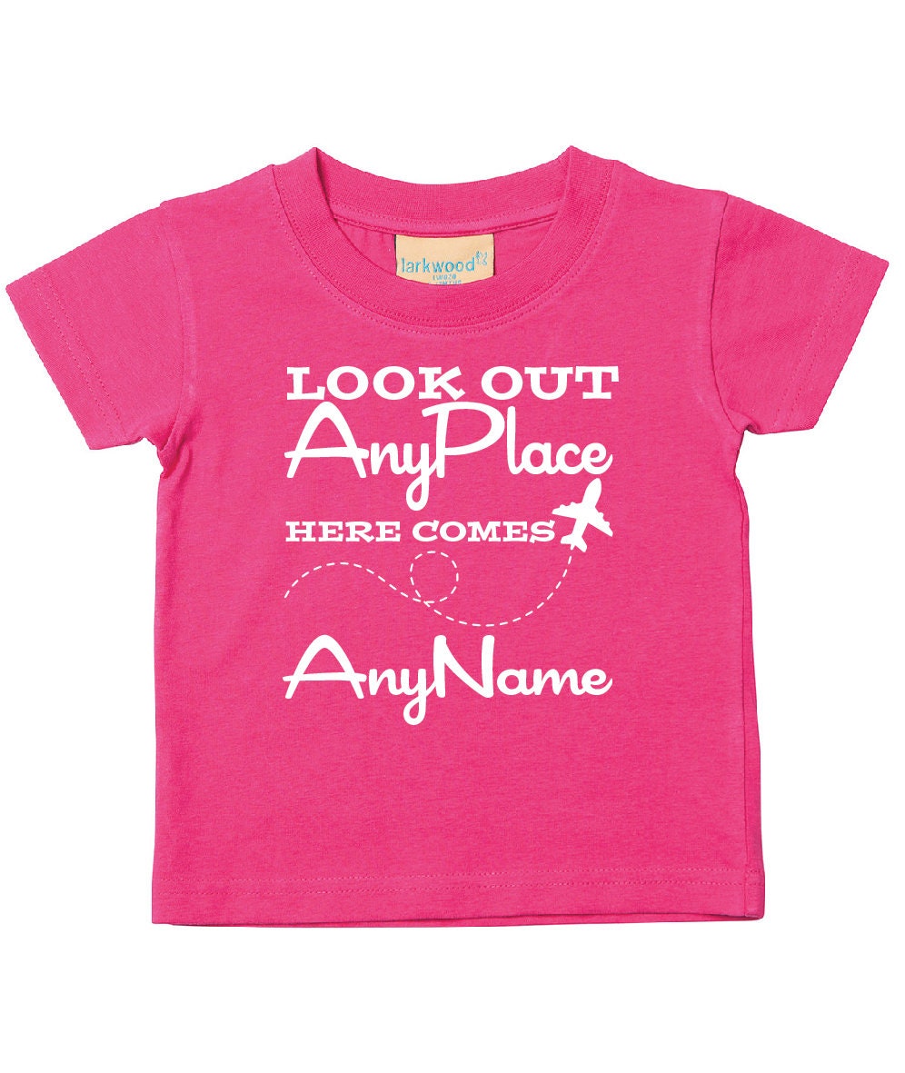 Personalised Babies/Toddlers/Kids Holiday T-Shirt | Look Out (Any Place) Here Comes (Any Name) | Child's Name Vacation Tee