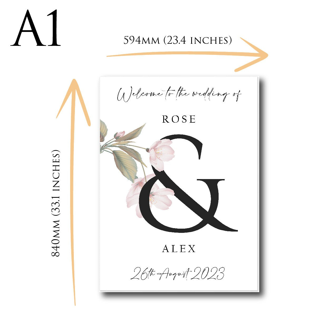 Personalised Wedding Welcome Sign TLPCW011 Physical or Digital, A1 or A2 Portrait Welcome Board for Wedding Easel, Welcome for Wedding,