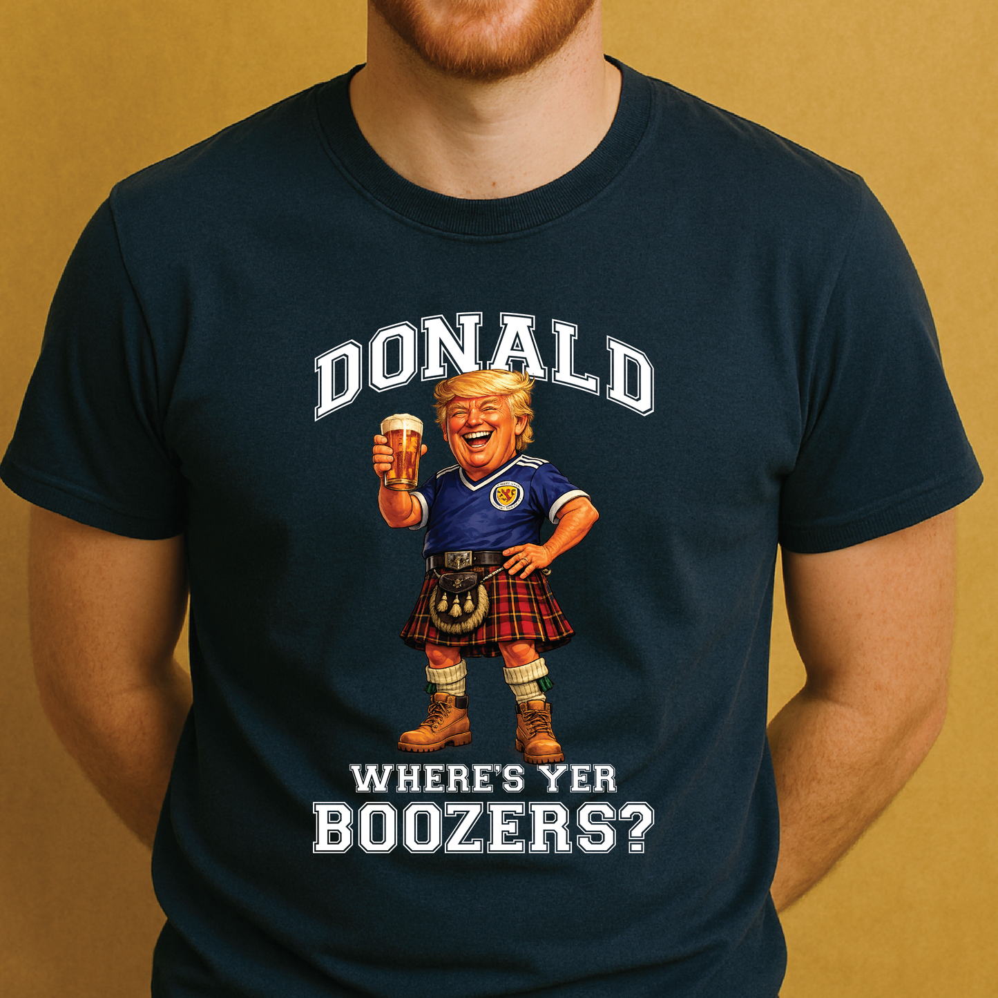Donald Where's yer Boozers Scotland World Cup 2026 trump T-Shirt – Football Fan Tee | Scottish Football Supporter Gift