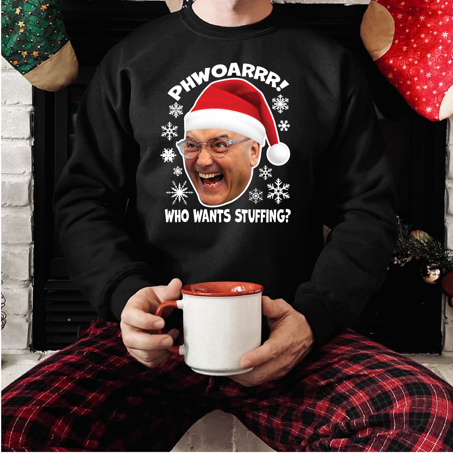 Gregg Wallace Christmas Jumper "Phwoar! Who Wants Stuffing?" RX301 Funny Rude and Offensive Christmas Jumper Sweater