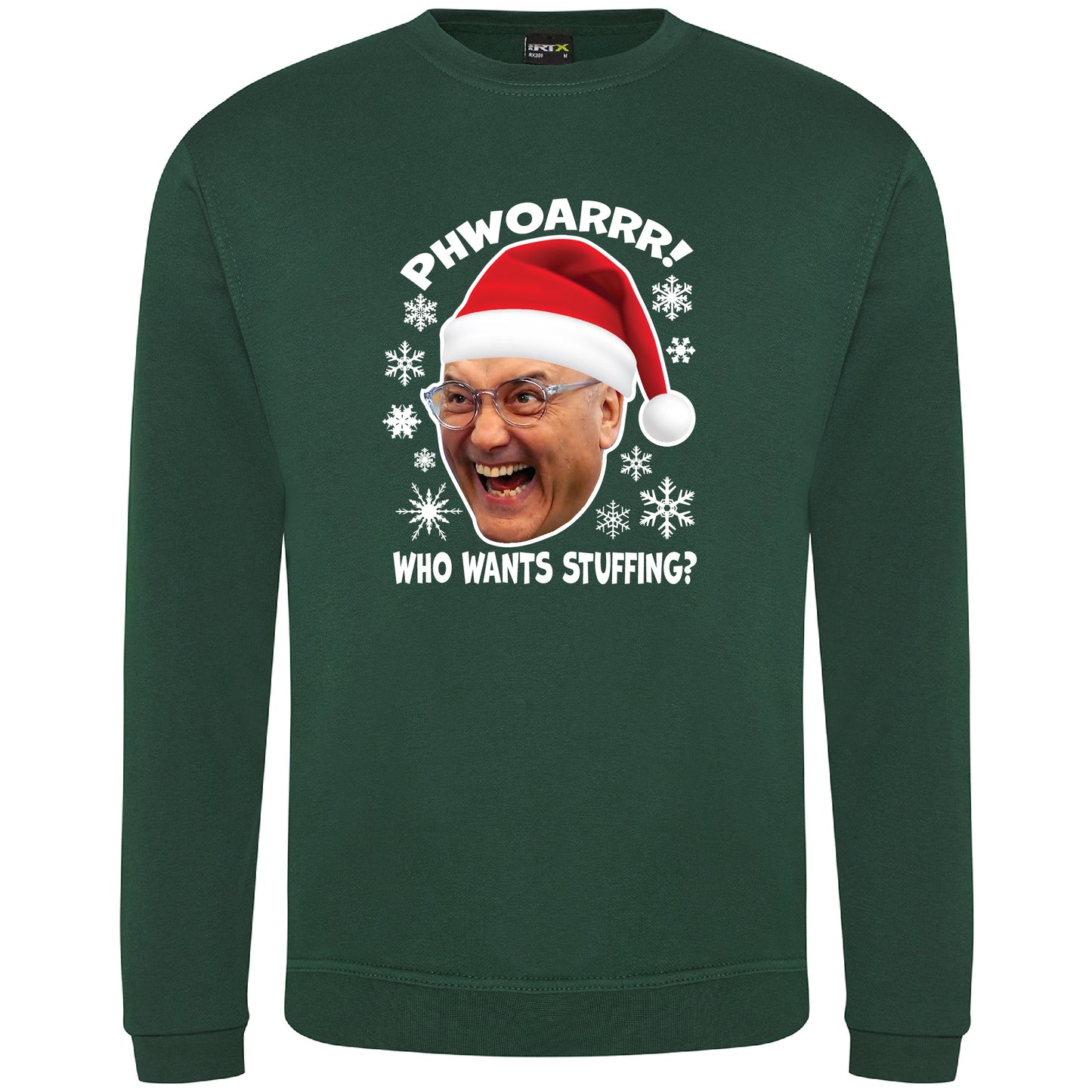 Gregg Wallace Christmas Jumper "Phwoar! Who Wants Stuffing?" RX301 Funny Rude and Offensive Christmas Jumper Sweater