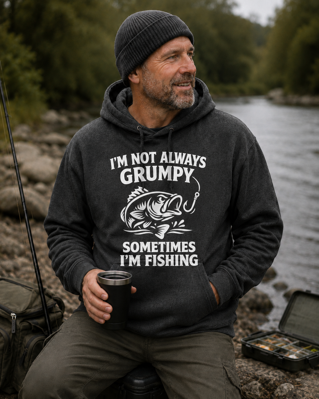 I'm Not Always Grumpy Sometimes I'm Fishing Hoodie RX350 - Gift for Angler / Fisherman