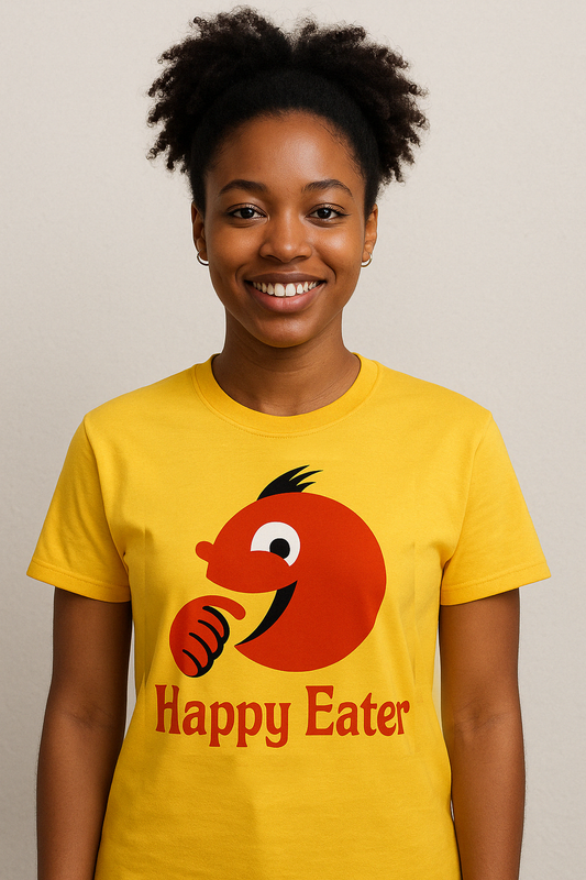 Happy Eater Yellow T-Shirt black mirror