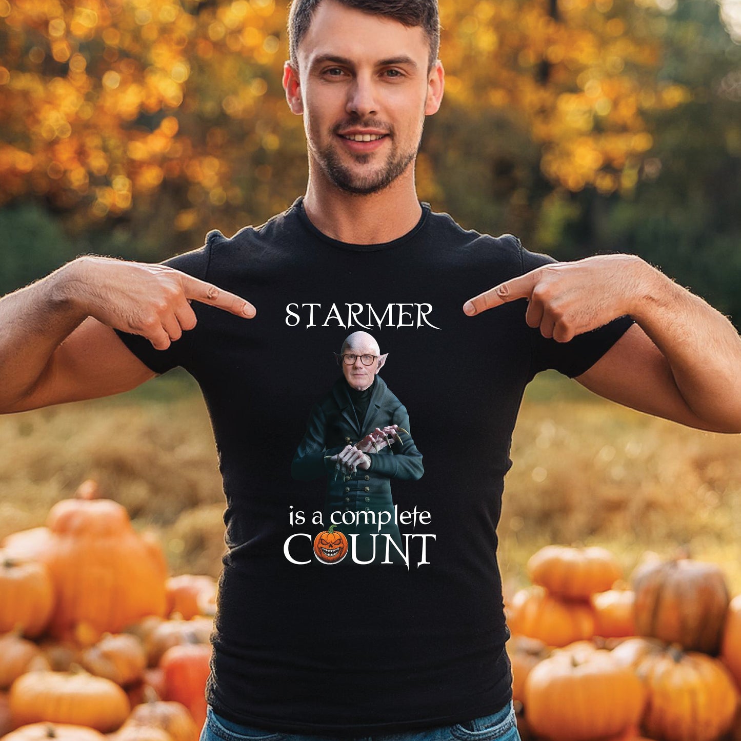 Starmer is a Complete Count Funny Halloween T-Shirt | Nosferatu Tee | Anti Labour Tshirt | Keir Starmer is a cunt |