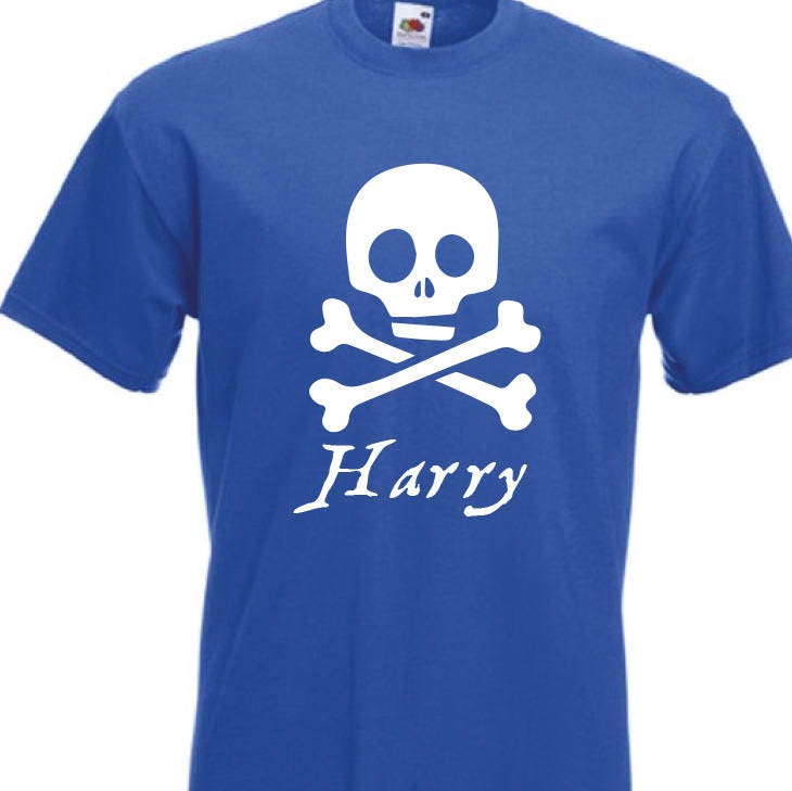 Kids Personalised Pirate T-Shirt - Any Name Children's Birthday Christmas Pirates