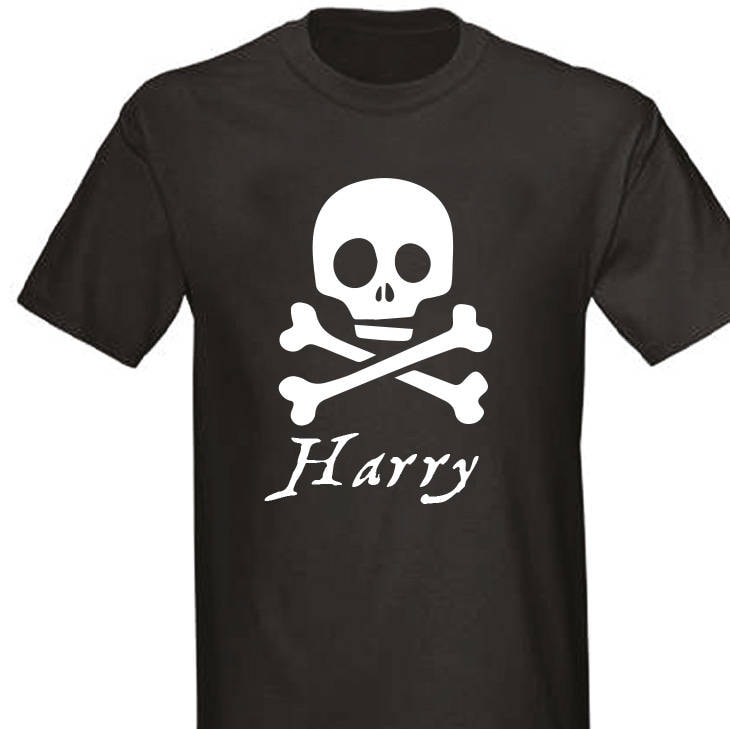 Kids Personalised Pirate T-Shirt - Any Name Children's Birthday Christmas Pirates