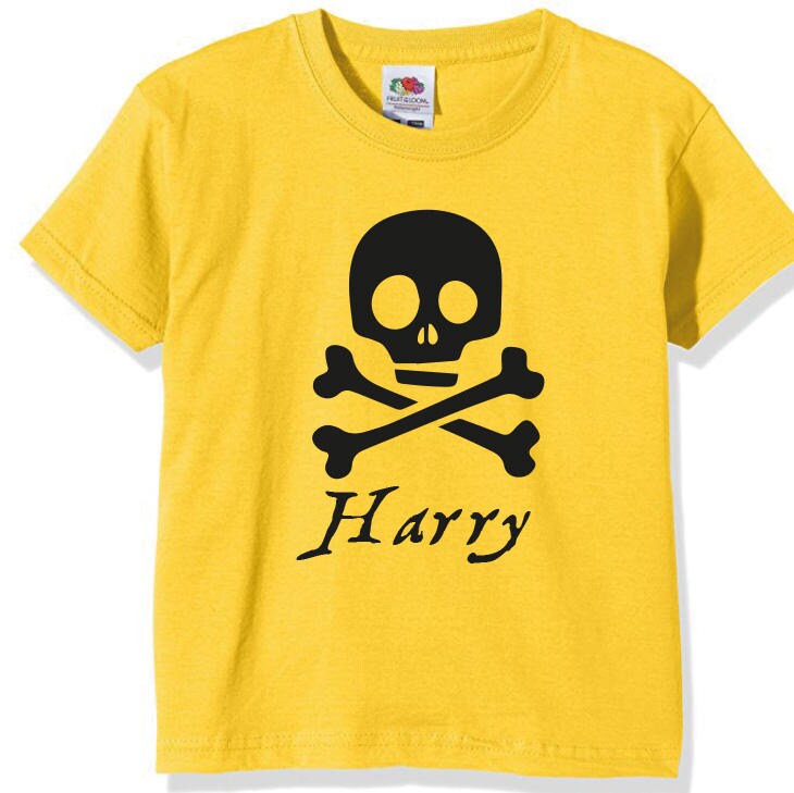 Kids Personalised Pirate T-Shirt - Any Name Children's Birthday Christmas Pirates