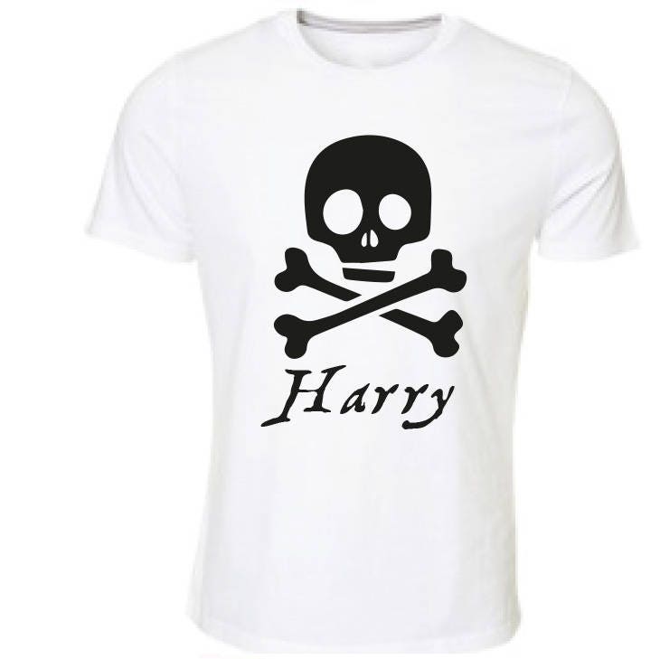 Kids Personalised Pirate T-Shirt - Any Name Children's Birthday Christmas Pirates