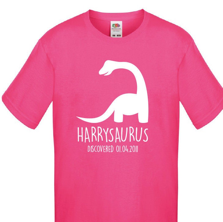T-shirt personnalisé dinosaure pour enfants-n'importe quel nom et date anniversaire des enfants Dino