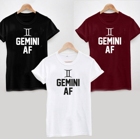 Gemini AF T-Shirt Funny Birthday Zodiac Gift Star Sign tshirt