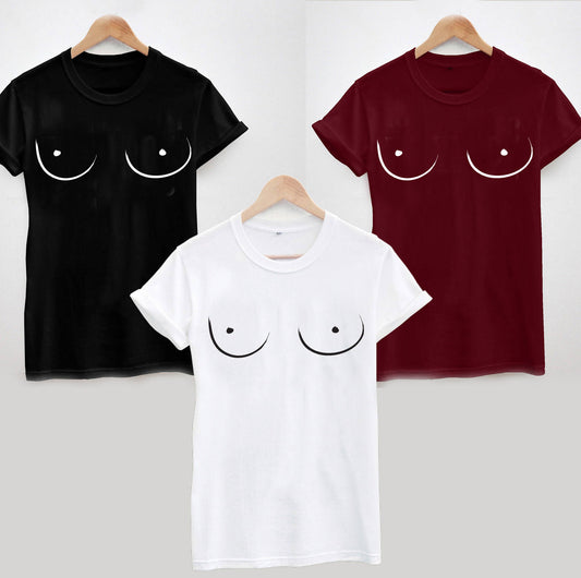 Cartoon Boobs T-Shirt - Hand Drawn Funny