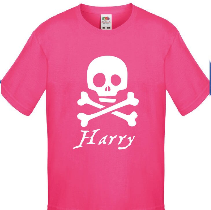 Kids Personalised Pirate T-Shirt - Any Name Children's Birthday Christmas Pirates